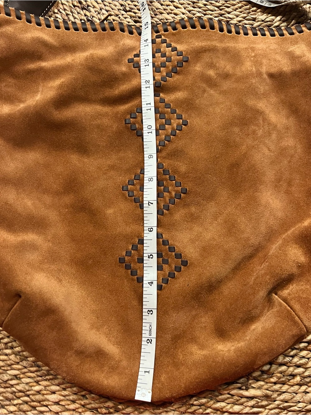 HOBO Harley Suede Bag in Oak Barrel Brown Hand  Stitched Whipstitch w hidepocket - Picture 16 of 16